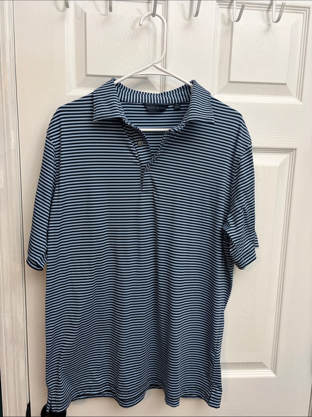 Classic Striped Polo Shirt in Navy and Light Blue